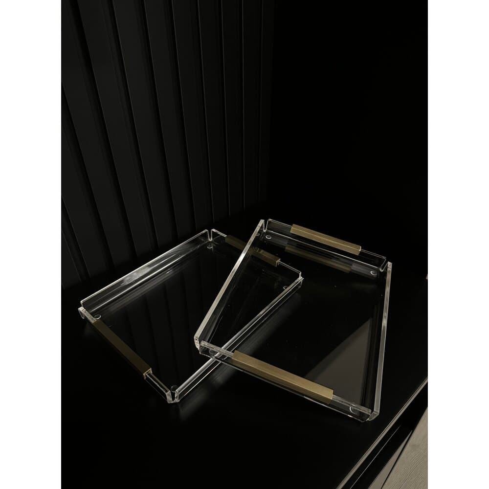 Pirinç Detaylı Küçük Boy Tepsi