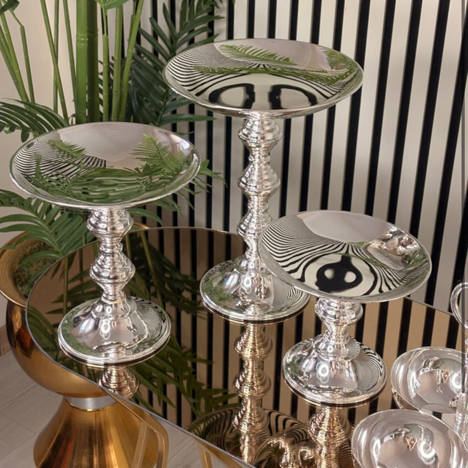 Üçlü Pirinç Gümüş Kapmlama Sunumluk