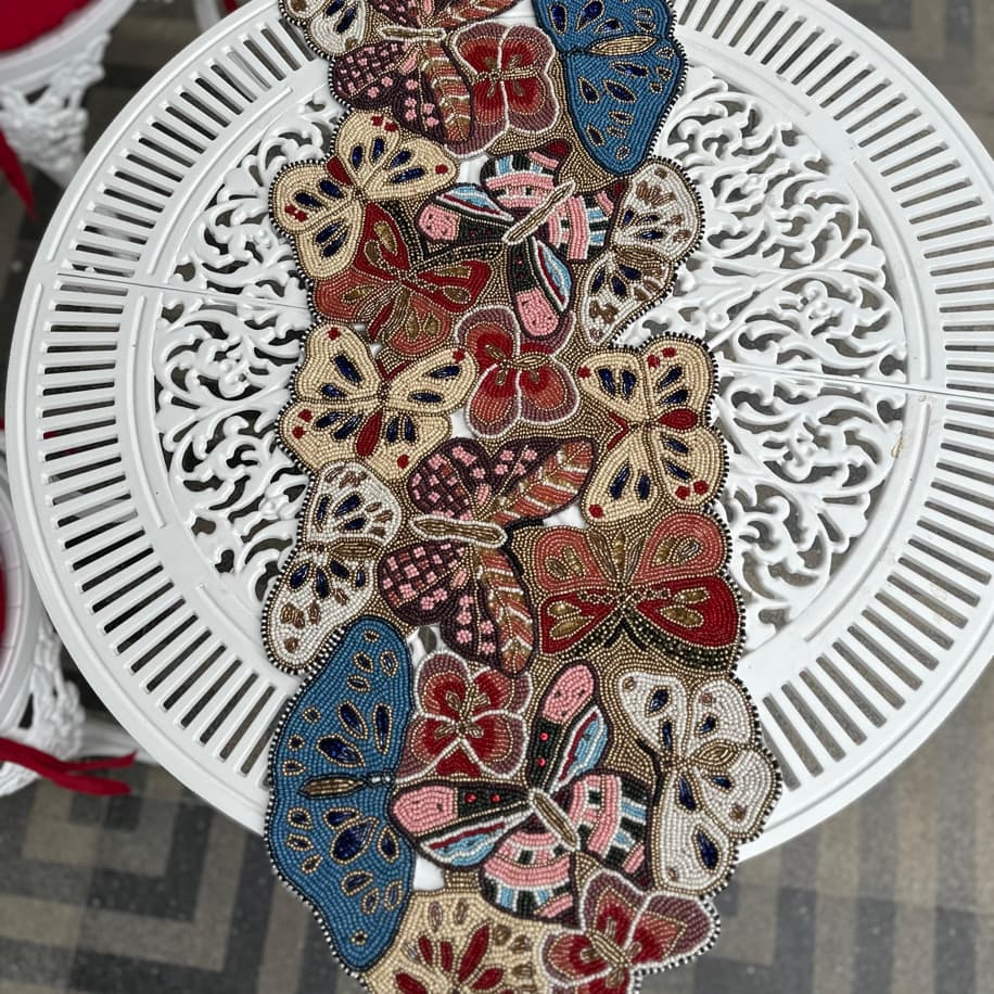 İthal Boncuk İşleme Kelebek Runner