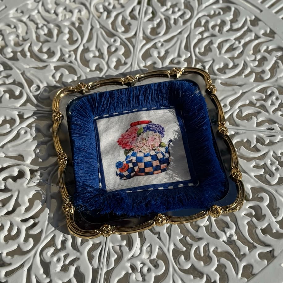 Mavi Demlik Püsküllü Peçete